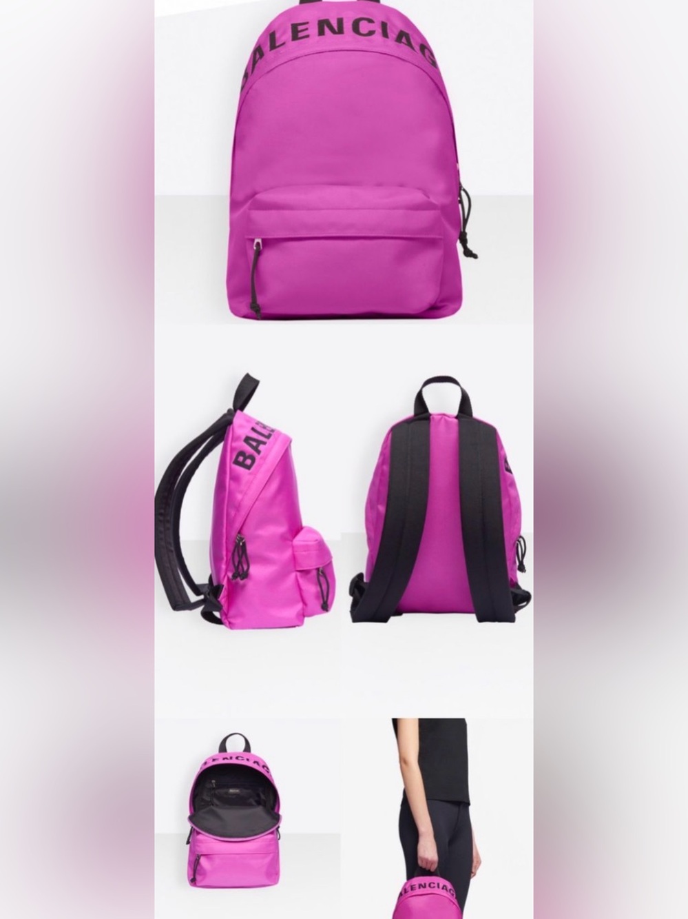 BALENCIAGA LOGO WHEEL SPORT NYLON PINK BACKPACK - Picture 6 of 11